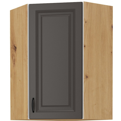 Hoher Eckschrank SOPHIA – 58x58 cm, dunkelgrau / Eiche Artisan