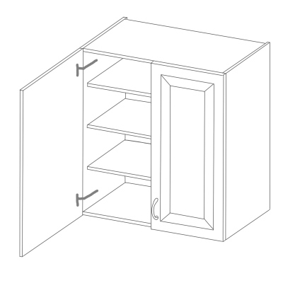 Hoher Oberschrank SOPHIA – Breite 80 cm, hellgrau/weiß