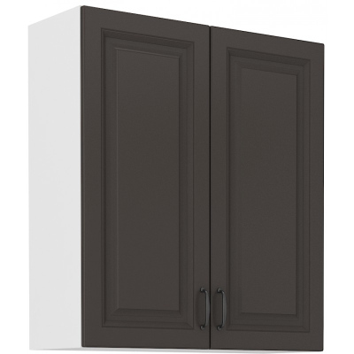 Hoher Oberschrank SOPHIA – Breite 80 cm, dunkelgrau/weiß