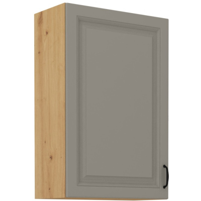 Hoher Oberschrank SOPHIA – Breite 60 cm, hellgrau / Eiche Artisan