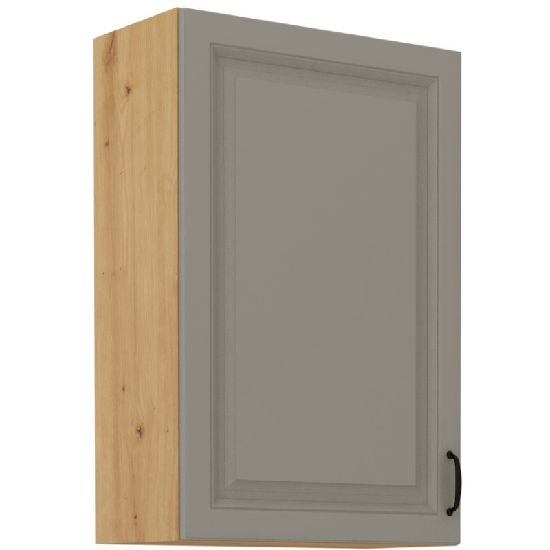 Hoher Oberschrank SOPHIA – Breite 60 cm, hellgrau / Eiche Artisan