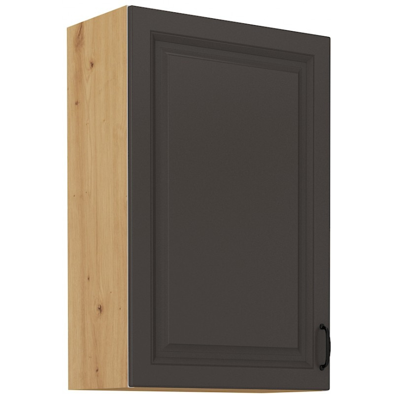 Hoher Oberschrank SOPHIA – Breite 60 cm, dunkelgrau / Eiche Artisan