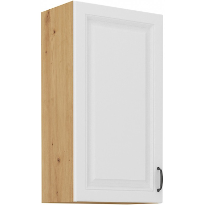 Hoher Oberschrank SOPHIA – Breite 50 cm, weiß / Eiche Artisan