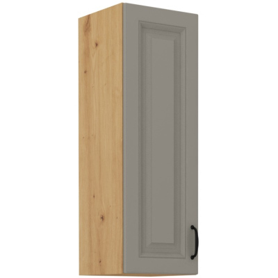 Hoher Oberschrank SOPHIA – Breite 40 cm, hellgrau / Eiche Artisan