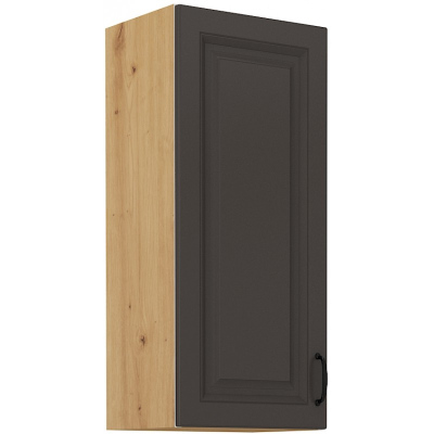 Hoher Oberschrank SOPHIA – Breite 40 cm, dunkelgrau / Eiche Artisan