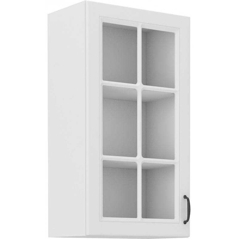 Hoher Vitrinen-Oberschrank SOPHIA – Breite 40 cm, weiß