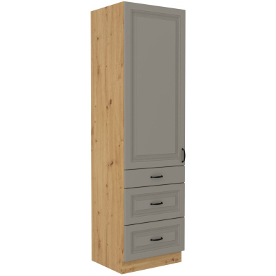 Lebensmittelschrank mit Schubladen SOPHIA – Breite 60 cm, hellgrau / Eiche Artisan