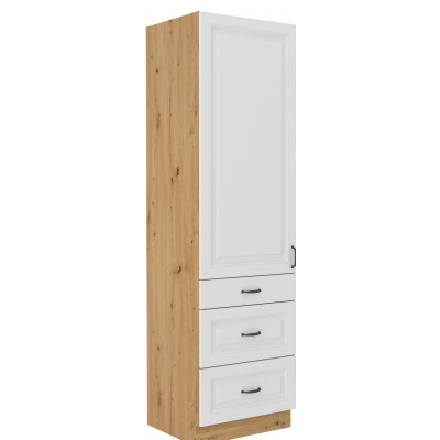 Lebensmittelschrank mit Schubladen SOPHIA – Breite 60 cm, weiß / Eiche Artisan