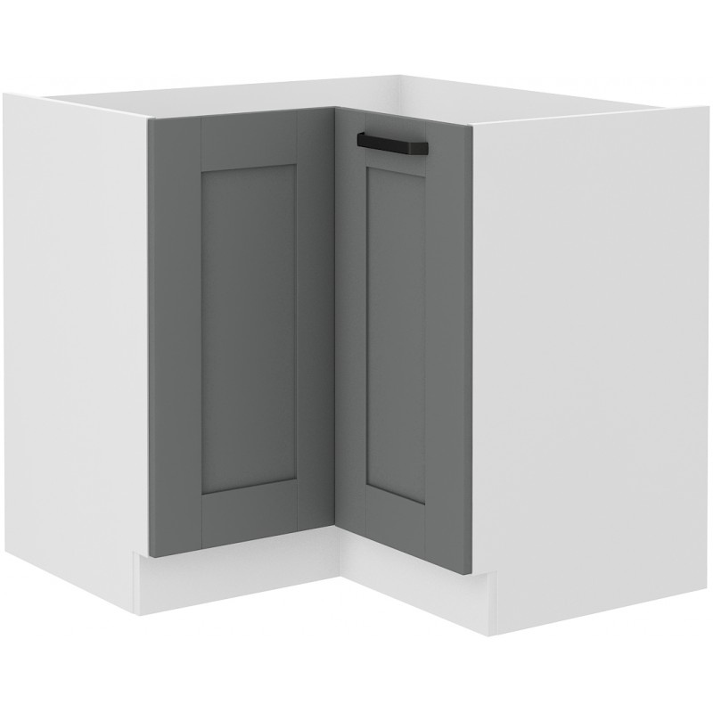 Unterer Eckschrank LAILI – 89x89 cm, Grau / Weiß