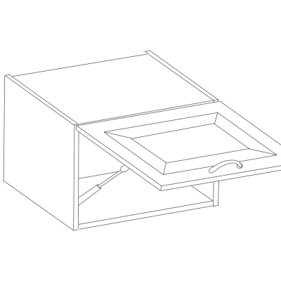 Oberer Tiefschrank mit Flügeltüren LAILI – Breite 60 cm, Grau / Artisan-Eiche