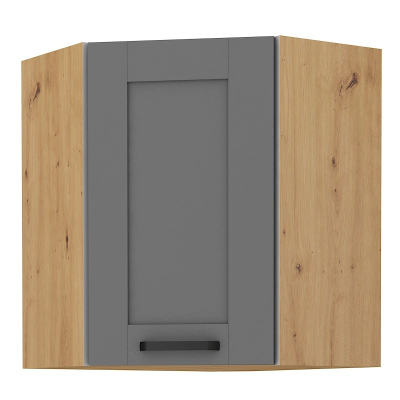 Oberer Eckschrank LAILI – 58x58 cm, grau / Artisan-Eiche