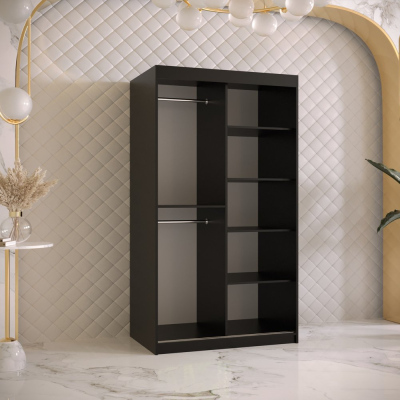 Designer-Kleiderschrank mit goldenem Spiegel MADLA 1 – Breite 100 cm, Schwarz