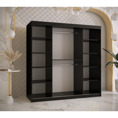 Designer-Kleiderschrank mit goldenem Spiegel MADLA 1 – Breite 180 cm, Schwarz