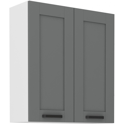 Hoher Oberschrank LAILI – Breite 80 cm, grau/weiß