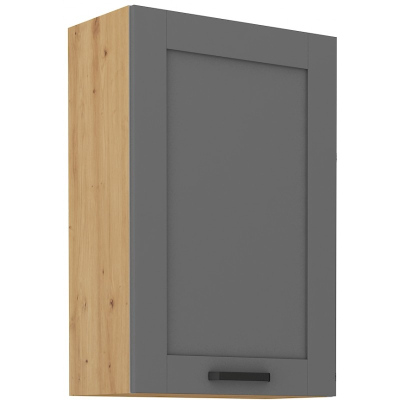 Hoher Oberschrank LAILI – Breite 60 cm, grau / Eiche Artisan