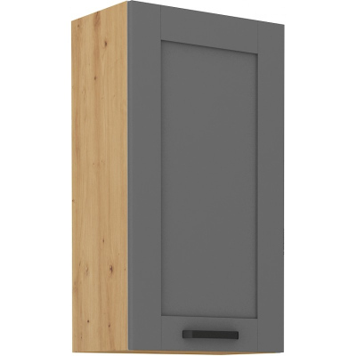 Hoher Oberschrank LAILI – Breite 45 cm, grau / Eiche Artisan