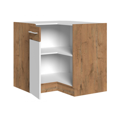 Unterer Eckschrank VANYA – 89x89 cm, Weiß / Eiche Lancelot