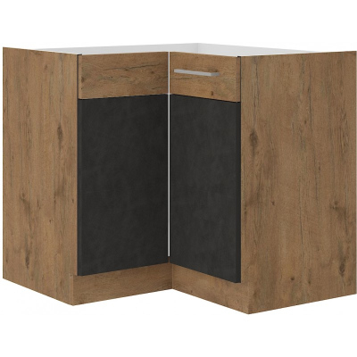 Unterer Eckschrank VANYA – 89x89 cm, Grau / Eiche Lancelot