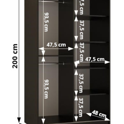 Kleiderschrank RAISA 1 – Breite 100 cm, schwarz