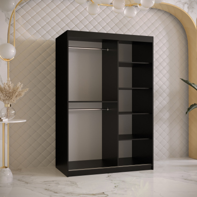 Kleiderschrank RAISA 1 – Breite 120 cm, schwarz / weiß