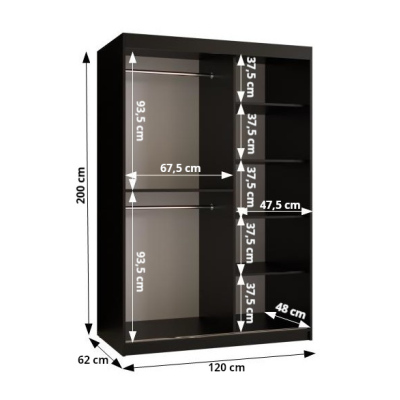 Kleiderschrank RAISA 1 – Breite 120 cm, schwarz