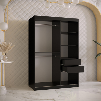 Kleiderschrank RAISA 1 – Breite 120 cm, schwarz / weiß