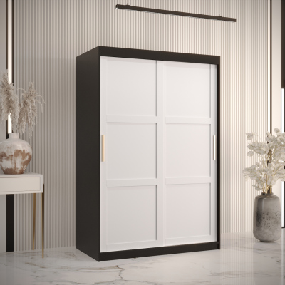 Kleiderschrank RAISA 1 – Breite 120 cm, schwarz / weiß