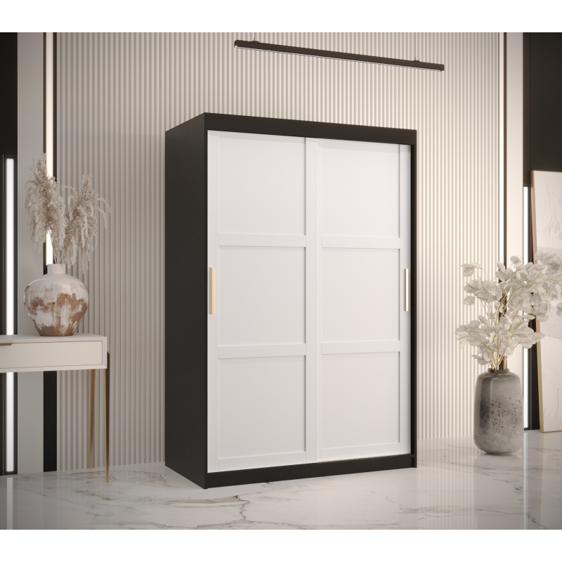 Kleiderschrank RAISA 1 – Breite 120 cm, schwarz / weiß