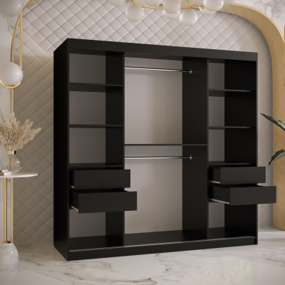 Kleiderschrank RAISA 1 – Breite 180 cm, schwarz / weiß