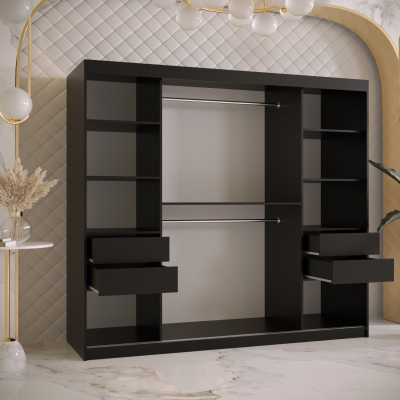 Kleiderschrank RAISA 1 – Breite 200 cm, schwarz / weiß