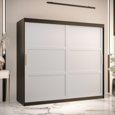 Kleiderschrank RAISA 1 – Breite 200 cm, schwarz / weiß