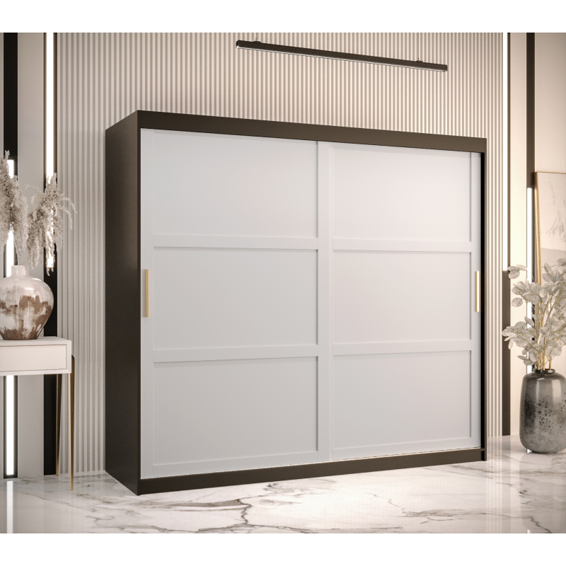 Kleiderschrank RAISA 1 – Breite 200 cm, schwarz / weiß