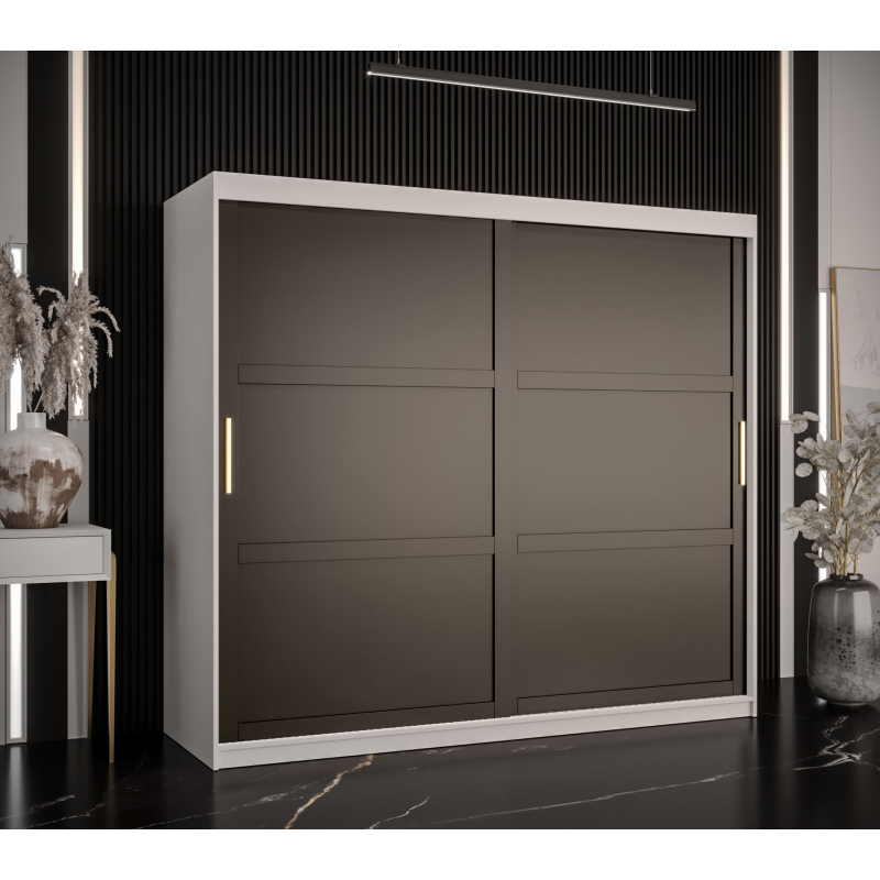 Kleiderschrank RAISA 1 – Breite 200 cm, weiß / schwarz