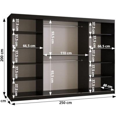 Kleiderschrank RAISA 1 – Breite 250 cm, schwarz