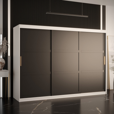 Kleiderschrank RAISA 1 – Breite 250 cm, weiß / schwarz