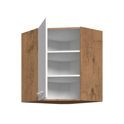 Oberer Eckschrank VANYA – 58x58 cm, weiß / Lancelot-Eiche