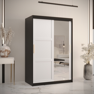 Kleiderschrank RAISA 2 – Breite 120 cm, schwarz / weiß