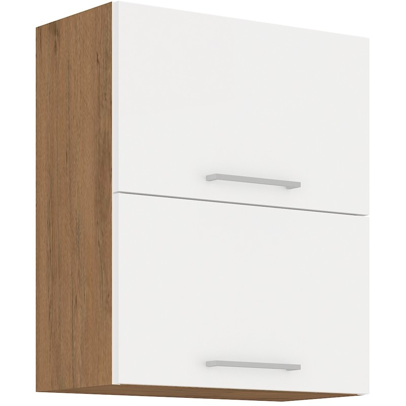 Oberer Klappschrank VANYA – Breite 60 cm, weiß / Lancelot-Eiche