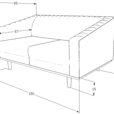 Zweisitzer-Sofa ELENOR – grau