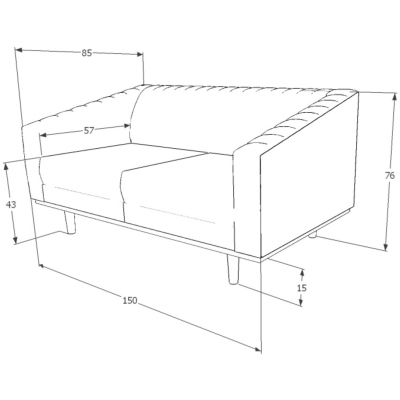 Zweisitzer-Sofa ELENOR – grau