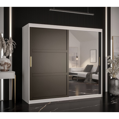 Kleiderschrank RAISA 2 – Breite 200 cm, weiß / schwarz