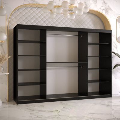 Kleiderschrank RAISA 2 – Breite 250 cm, schwarz