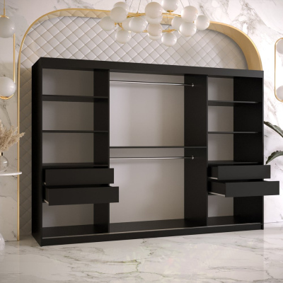 Kleiderschrank RAISA 2 – Breite 250 cm, schwarz / weiß