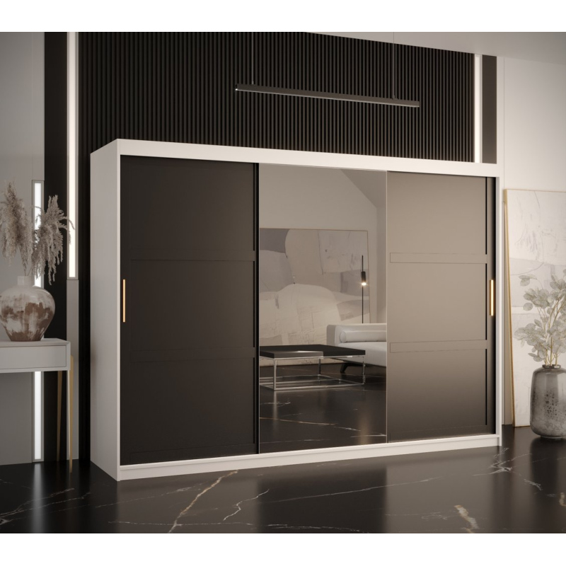 Kleiderschrank RAISA 2 – Breite 250 cm, weiß / schwarz