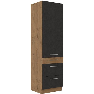 Lebensmittelschrank mit Schubladen VANYA – Breite 60 cm, matera / Eiche Lancelot