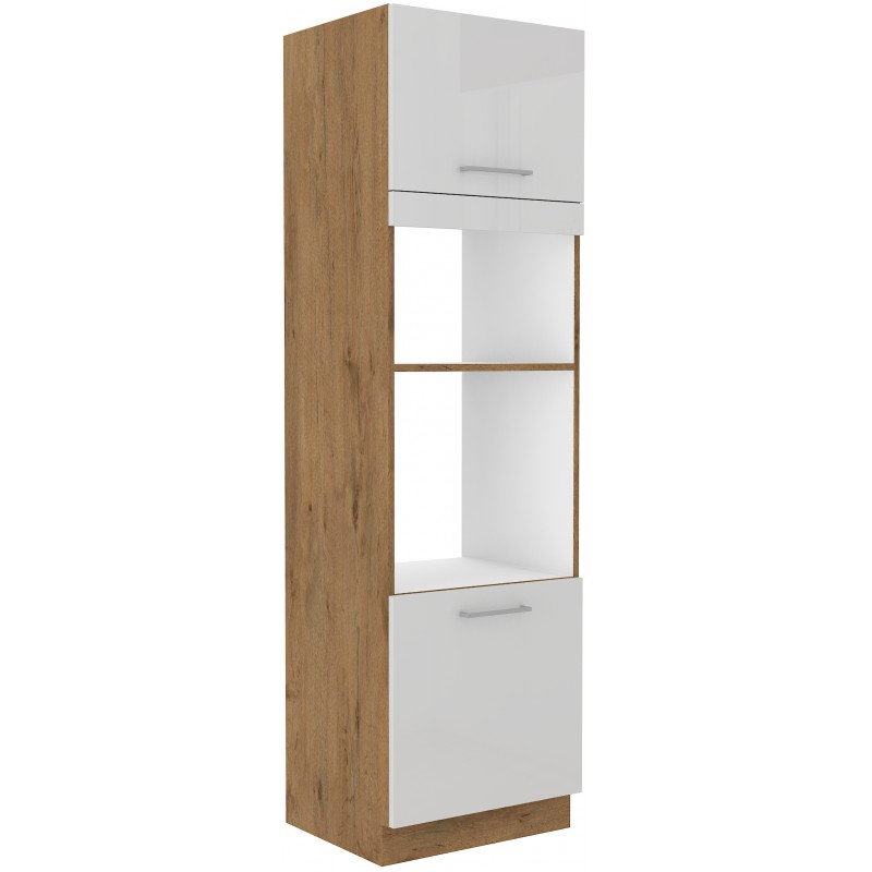 Einbaugeräteschrank VANYA – Breite 60 cm, Weiß / Eiche Lancelot