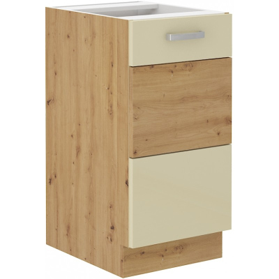 Unterer eintüriger ADARA-Schrank – Breite 40 cm, Cremefarben / Eiche Artisan