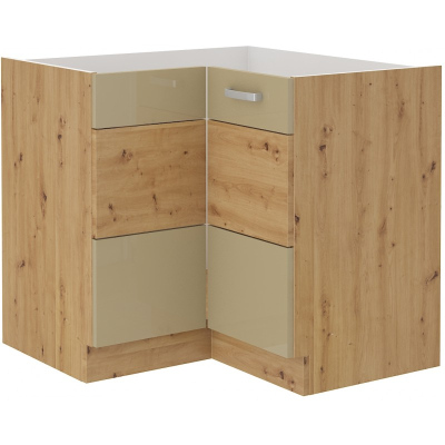 Unterer Eckschrank ADARA – 89 x 89 cm, Cappuccino / Eiche Artisan