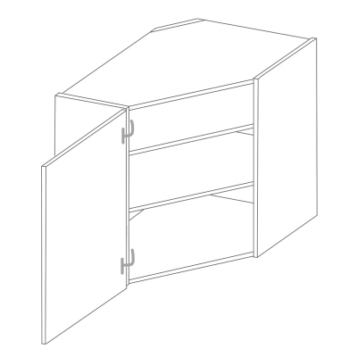 Oberer Eckschrank ADARA – 58x58 cm, weiß / Artisan-Eiche