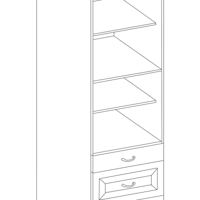 Lebensmittelschrank mit Schubladen ADARA – Breite 60 cm, weiß / Eiche Artisan